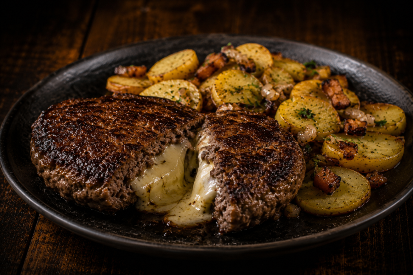 Gefülltes Hacksteak
