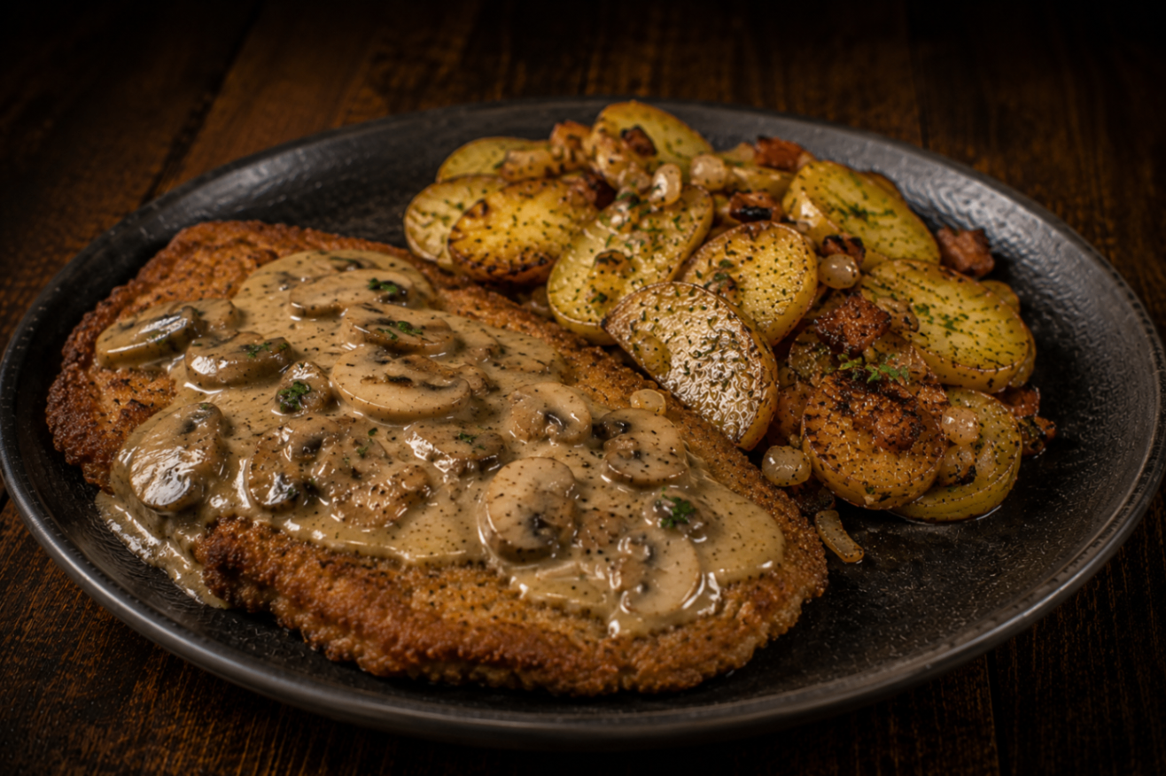 Kalbsschnitzel mit Champignonsauce